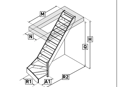 Escalier 1/4 tournant bas droit