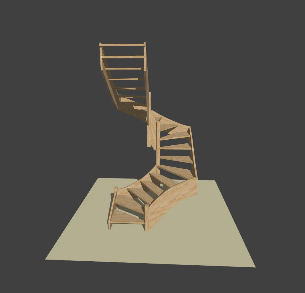 Escalier bois à plusieurs quarts tournants