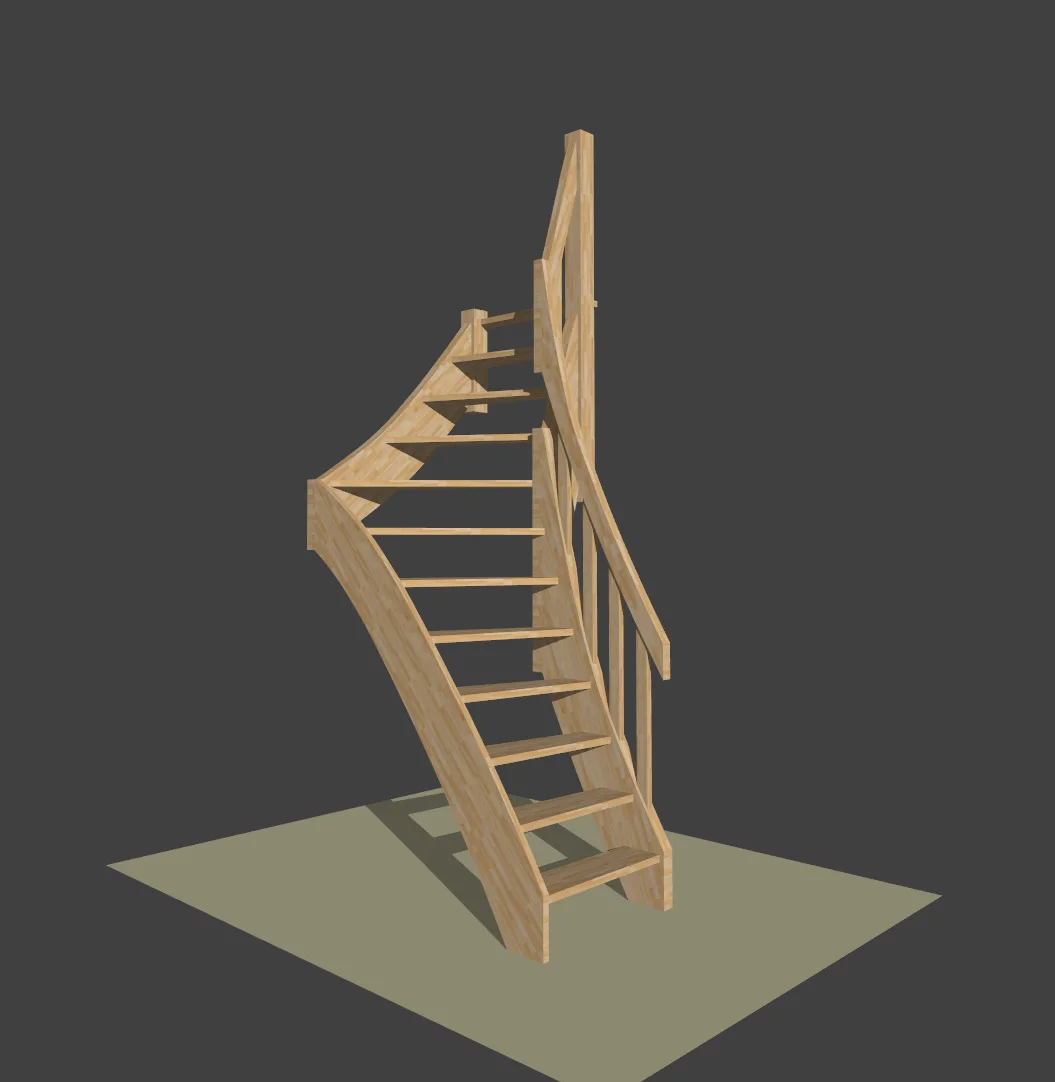 Escalier ouvert tournant en bois